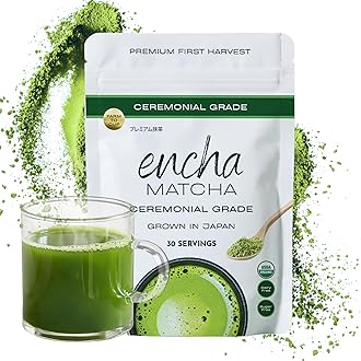Encha Matcha - Ceremonial Grade Matcha Powder, Organic First Harvest Japanese Green Tea Powder, From Uji, Japan (60g/2.12oz)