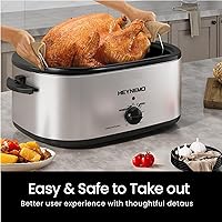 Vista 5 de Horno rostizador eléctrico, con tapa y autohumectante, con descongelado y mantenimiento de calor, temperatura ajustable, bandeja y rejilla plateado