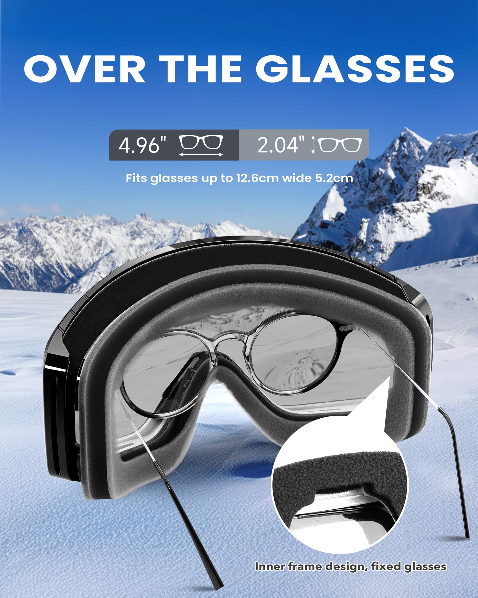 Findway Maschera da Sci, Occhiali da Sci per Uomo Donna Teenager OTG Maschere Sci, 100% Anti-UV Maschera Sci, Anti Nebbia, Adatto a Snowboard, Motocross e Altri Sport Invernali