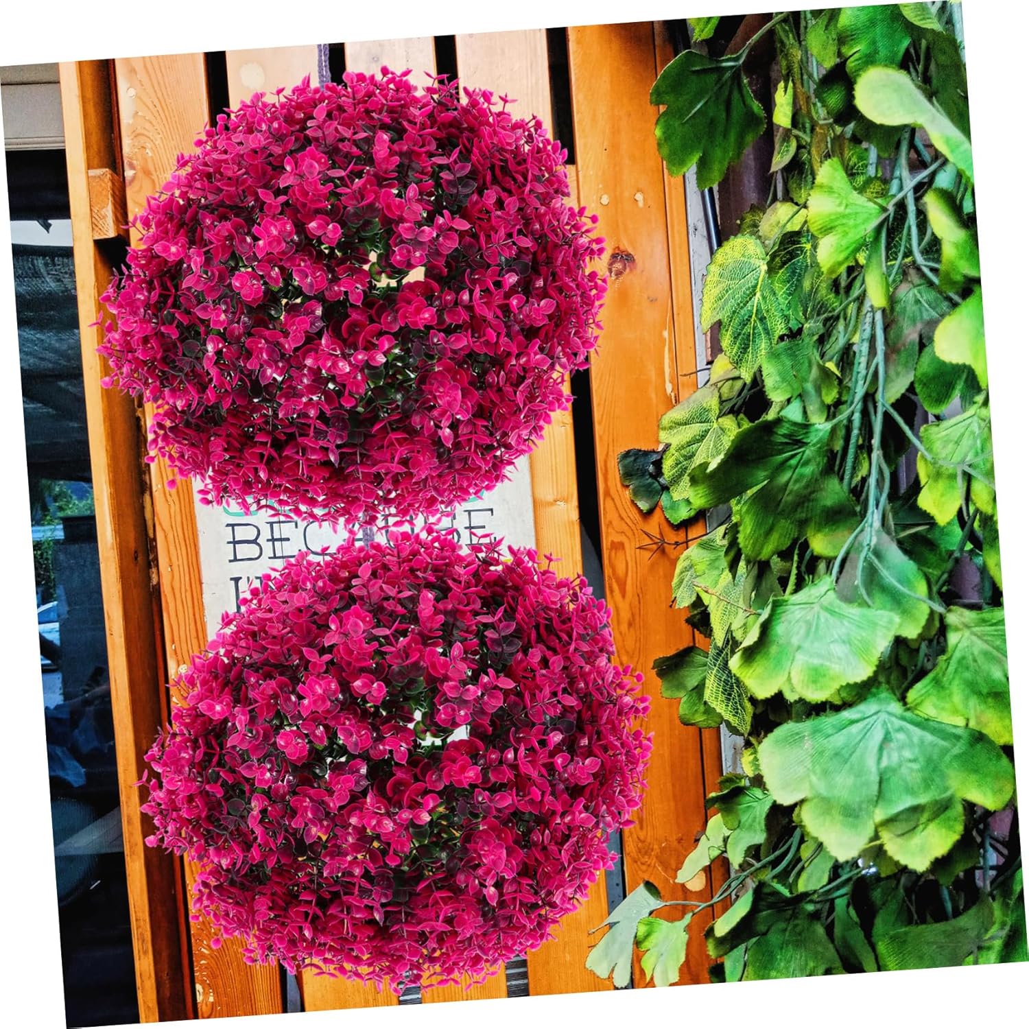 Artificial Eucalyptus Leaf Green Grass Ball Jumbo Topiary Ball Hanging Faux Outdoor Topiary