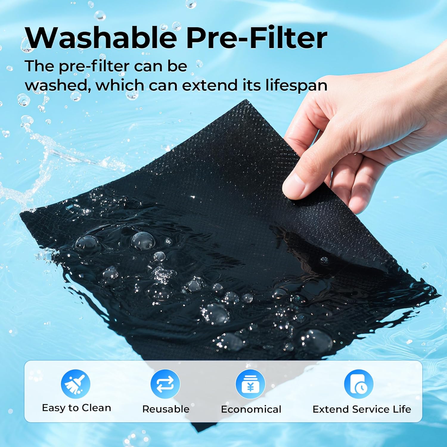 Genuine ET066 Air Purifier Replacement Filter for ET066 Air Purifier, Washable HEPA 3-Stage Filtration for Pollen Smoke Pet Hair Dust, Original Version, 1 Pack+3 Layers Filtration - Image 5