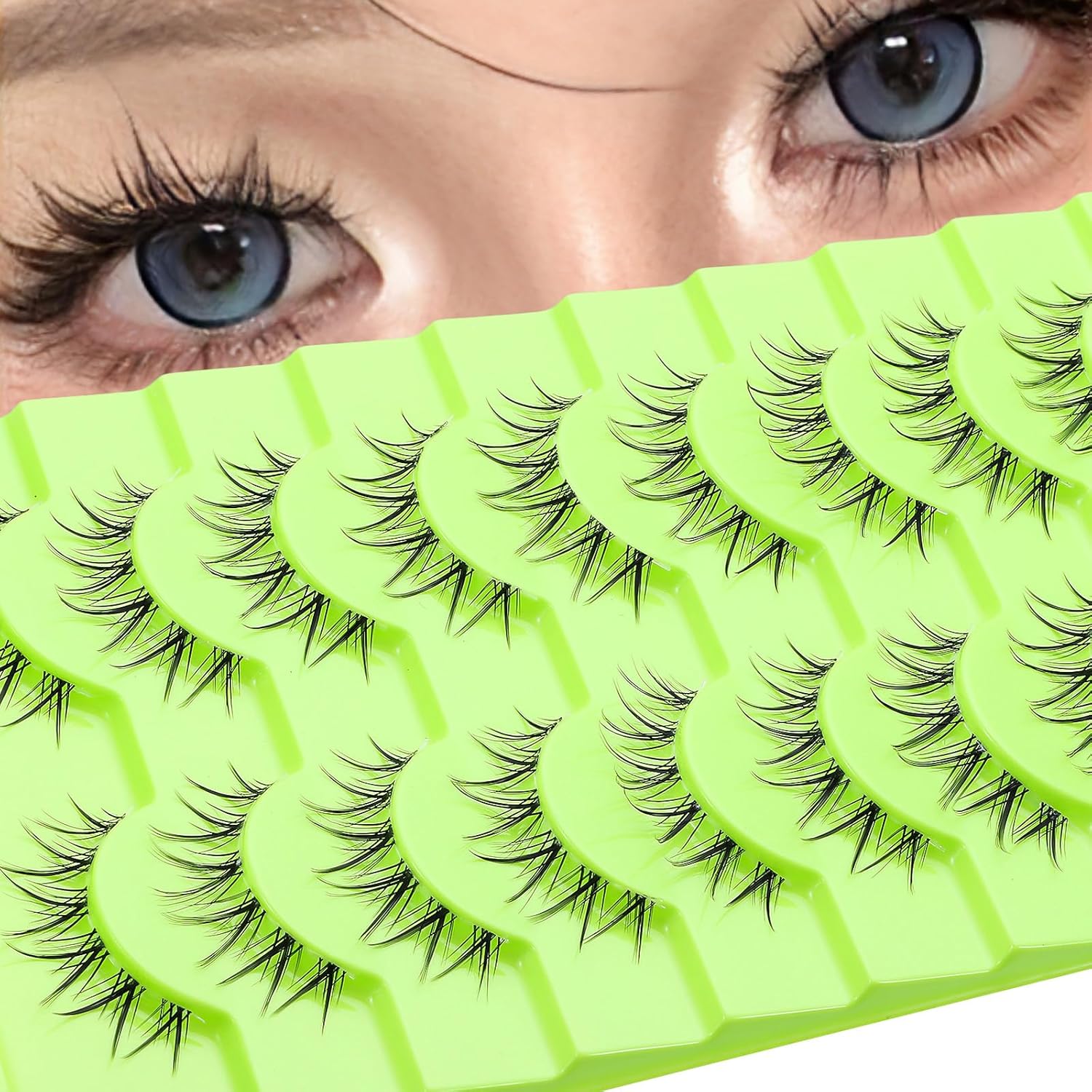 Amazon.com: outopen 10 Pairs Manga Lashes Korean Asian Lashes Anime ...