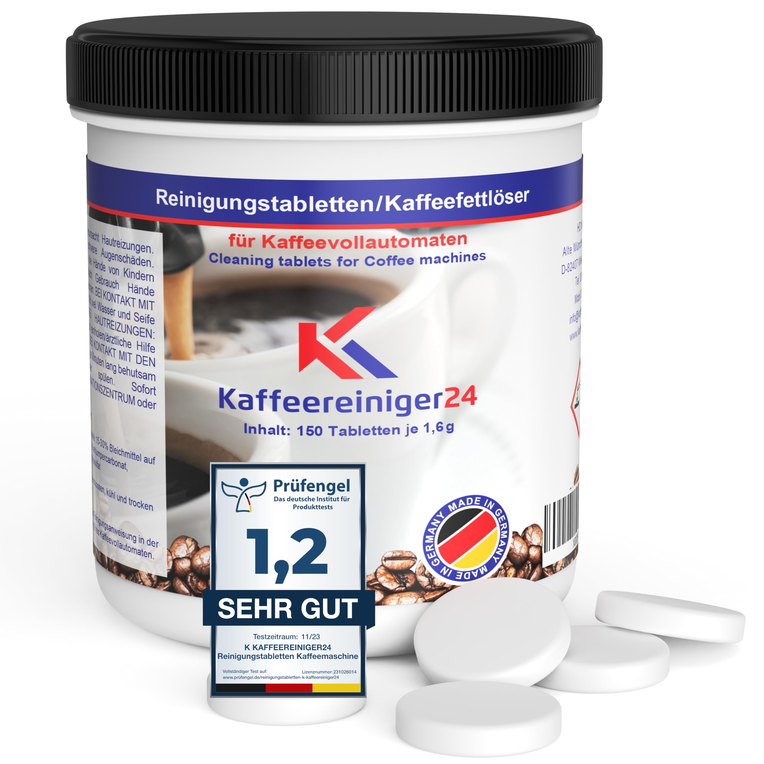 150 Reinigungstabletten 1,6g kompatibel mit Sage, Ninja, Seaco, Philips, WMF Kaffeevollautomaten, Siebträger, Espressomaschine - Reinigungstablette kompatibel mit Siebträgermaschinen