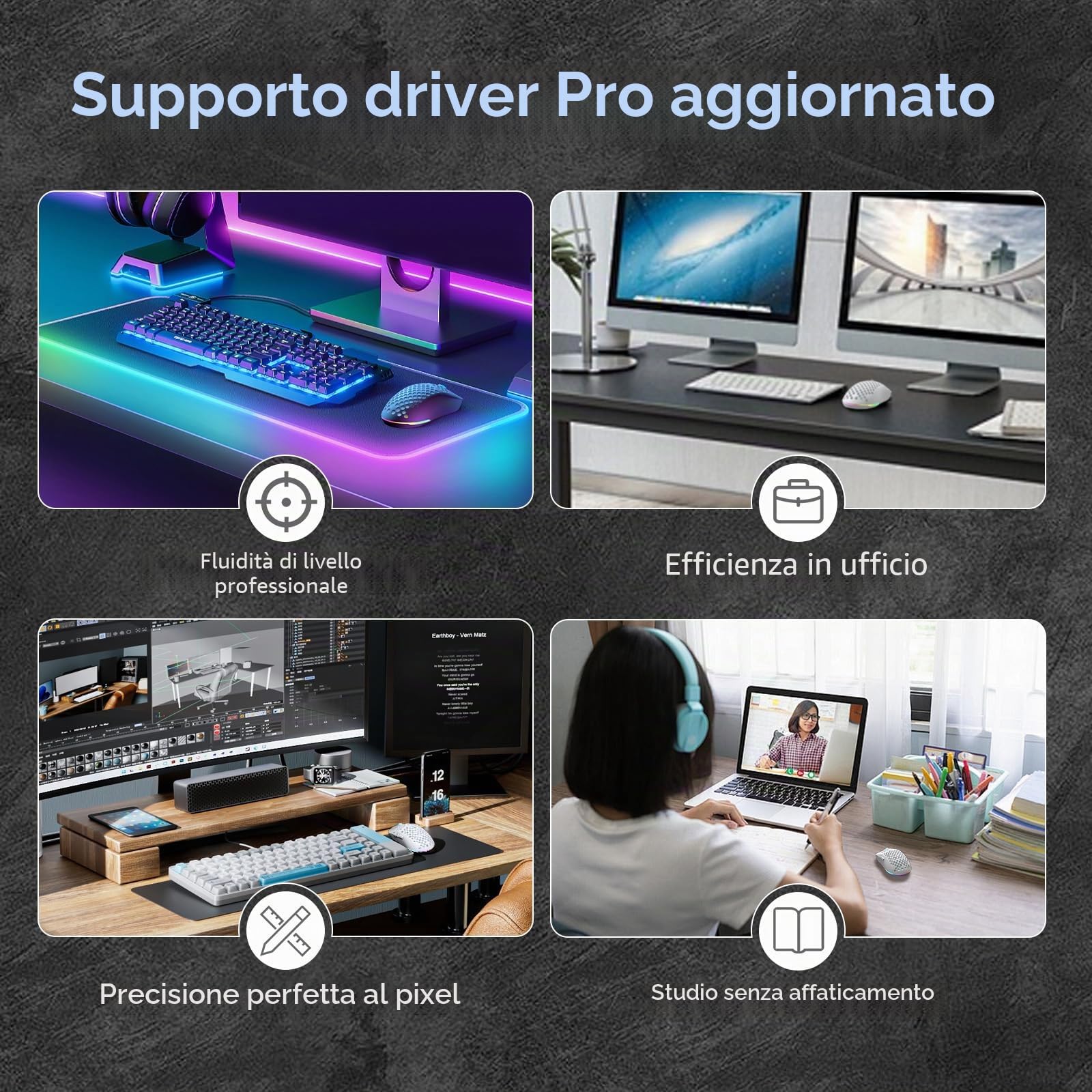 Dierya x TMKB M1 Mouse Wireless Gaming, Sensore Ottico 24,000 DPI, 90 g Leggero, 6 Pulsanti Programmabili, Illuminazione RGB, 2.4GHz/Bluetooth/USB-C mouse con filo/senza fili, Bianco