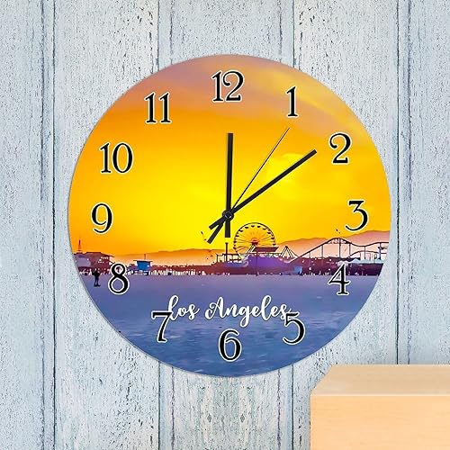 Miniatura 5 de Reloj de pared decorativo, reloj de pared de la ciudad de los Estados Unidos, reloj de pared silencioso sin tictac, reloj de pared redondo de la