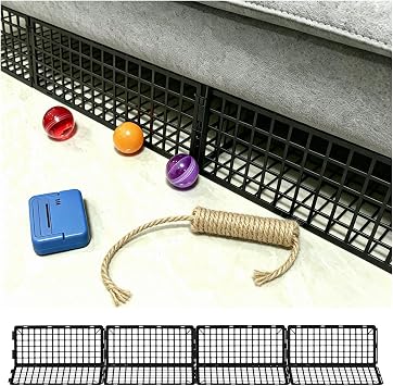 8 Pack Under Bed Blockers for Pets Easy to Install Black Plastic Under Couch Blocker 6.5" H X 14.5" L Prevents Dogs, Cats, Toys from Getting Under Sofa or Furniture
