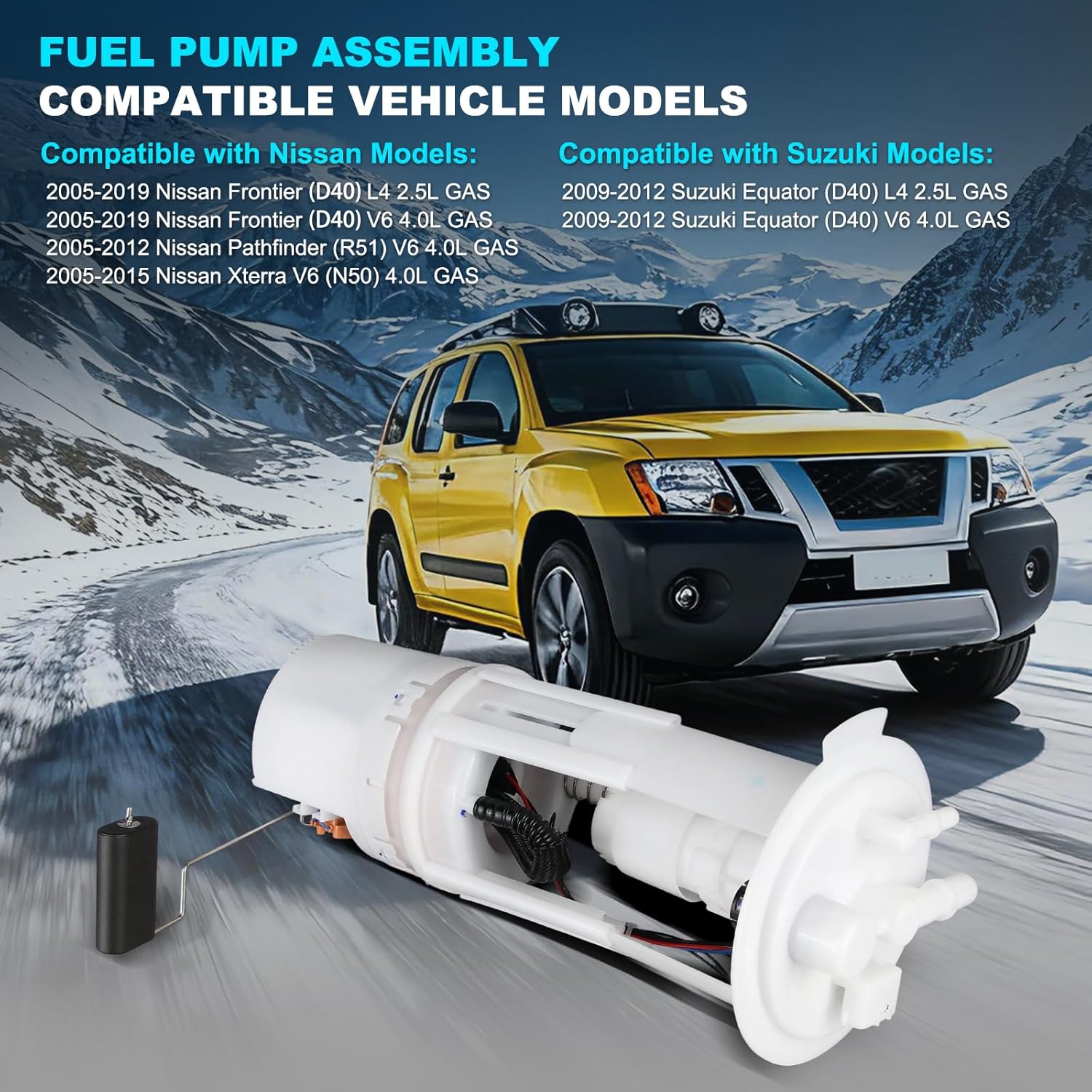 OTO-K Electric Fuel Pump Module Assembly Compatible with Nissan Frontier 2005-2019,Pathfinder 2005-2012,Xterra 2005-2015 & Suzuki Equator 2009-2012 2.5L 4.0L,Replaces#17040ZP00A 17040ZS00A
