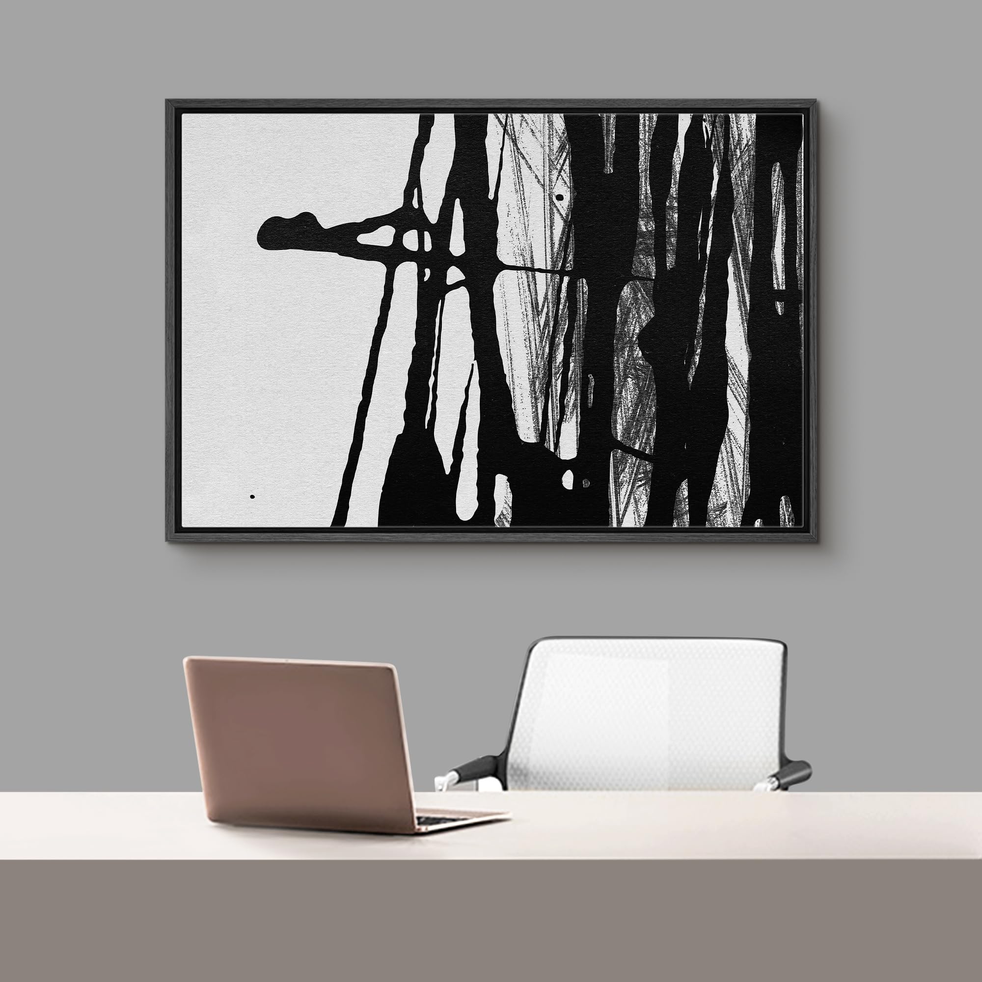 抽象アート作品 黒色フレーム付き c0de7008f2d3be3e069c6c76ed1d48