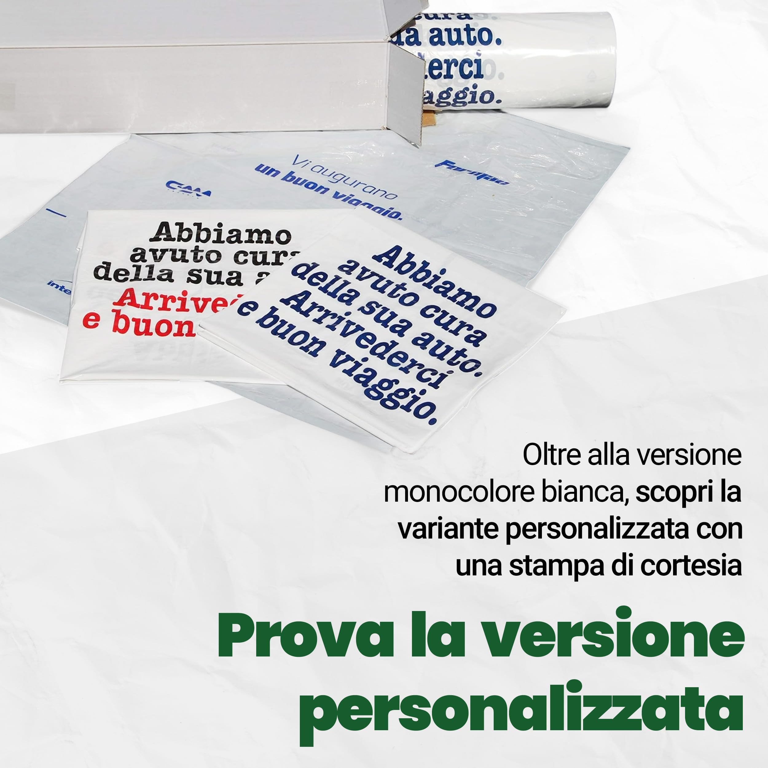 PLASTISAK - Bobina Coprisedili Usa e Getta Universali 125 Pezzi in Plastica Bianca - Coprisedili Usa e Getta per Auto per Officine, Concessionarie, Carrozzerie