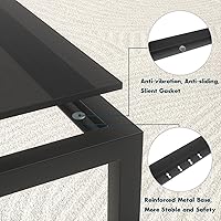 Vista 4 de SAYGOER Mesa de Centro de Vidrio Negro Pequeña Mesa de Centro Moderna 26.7 pulgadas Cuadrada de Vidrio Templado Mesa Central de Acento para Sala