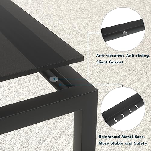 Miniatura 20 de SAYGOER Mesa de centro de cristal, mesa de centro pequeña y moderna, mesas centrales cuadradas simples para sala de estar, 26.7 x 26.7 x 17.7
