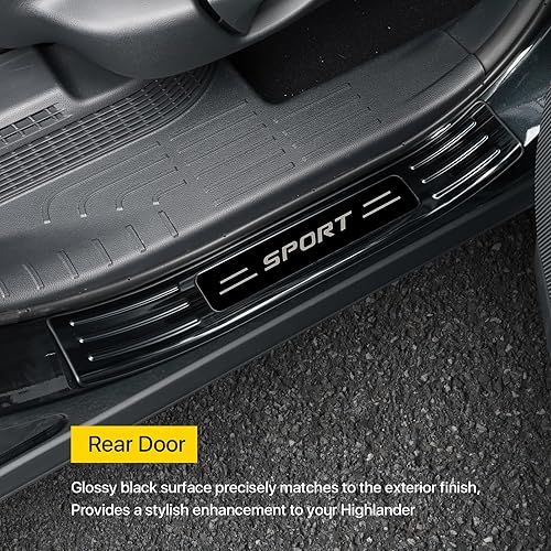 Miniatura 3 de Protector de umbral de puerta de acero inoxidable 304 de alta calidad, accesorios para Highlander, no para Grand Highlander 2024, 2023, 2022, 2021,