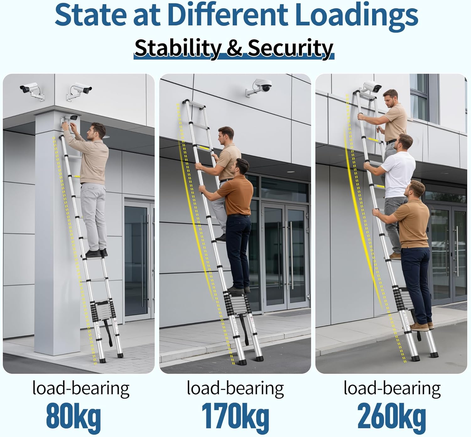 2026 New 9.8FT Heavy-Duty Aluminum Telescoping Ladder, 330LBS Capacity, One-Button Retraction Anti-Pinch, with Wall Support & Adjuster Pads, for Attic Roof Home Renovation