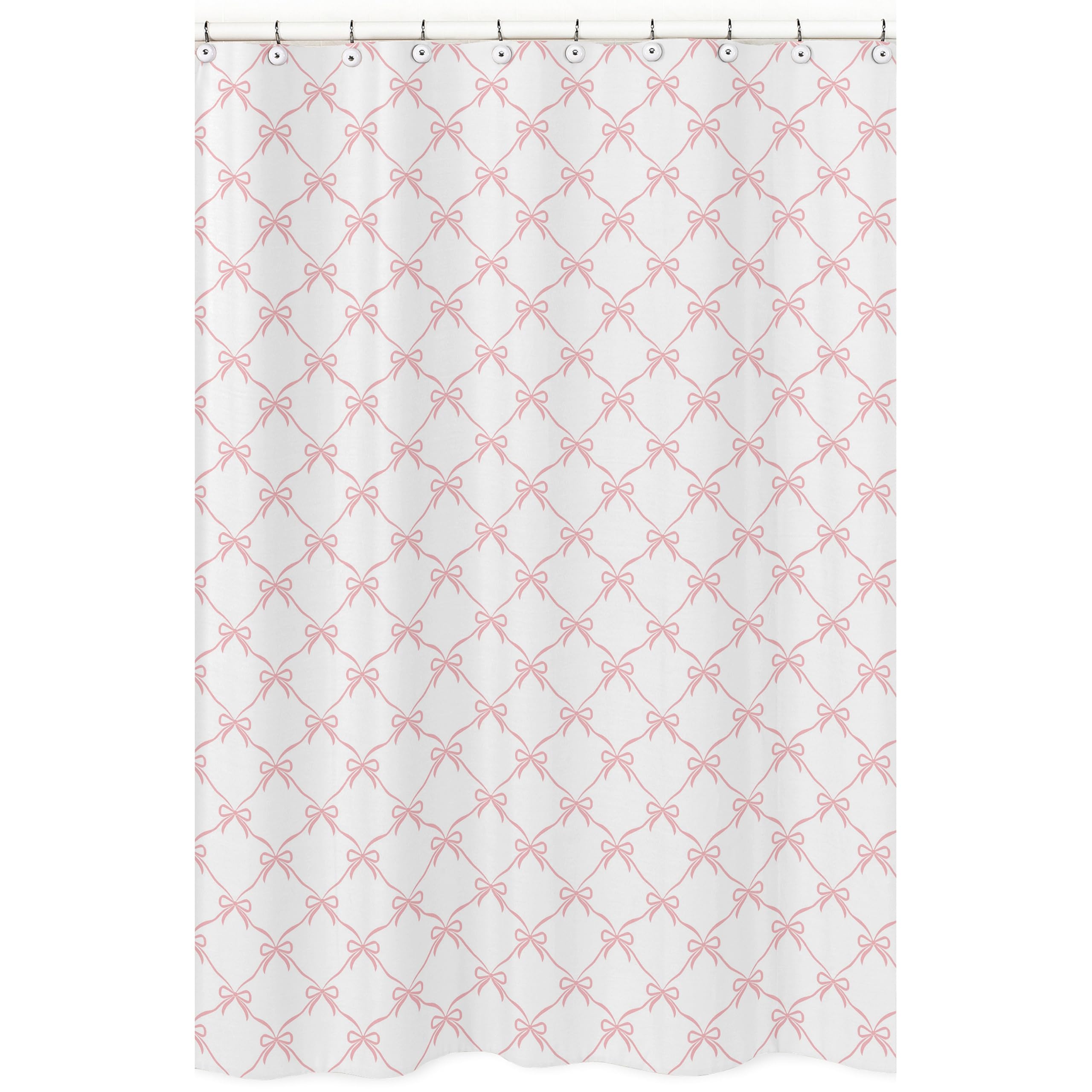 Sweet Jojo Designs Fabric Shower Curtain (Pink Bows) for Girls, Kids, Teens, Childrens, Adult Bathroom Bath Curtains Decor Bath 72x72 (Blush, Bow for the Ballerina, Ballet Dancer, Princess Collection)