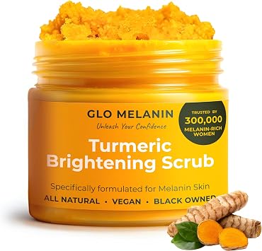 Glo Melanin - GLO Melanin and Turmeric Scrub for Dark Spots, Brightens the Inner Area of the Thighs, Bikinis and Armpits, Natural