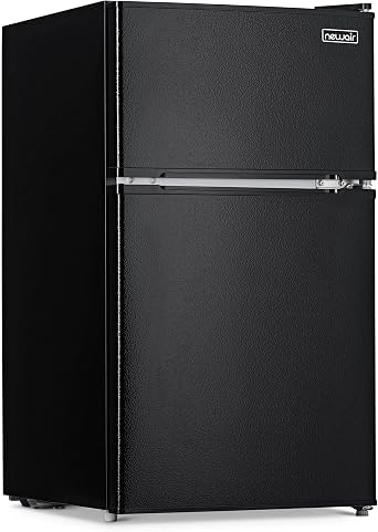 NewAir 3.1 Cu. Ft. Compact Mini Fridge with Freezer, Energy Star Certified, Dual Zone Refrigerator, Interior LED Light, Crisper Drawer, Perfect for Dorm Rooms, Bedrooms, Home Offices, and RV Vans