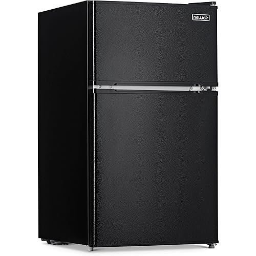 NewAir 3.1 Cu. Ft. Compact Mini Fridge with Freezer, Energy Star Certified, Dual Zone Refrigerator, Interior LED Light, Crisper Drawer, Perfect for Dorm Rooms, Bedrooms, Home Offices, and RV Vans