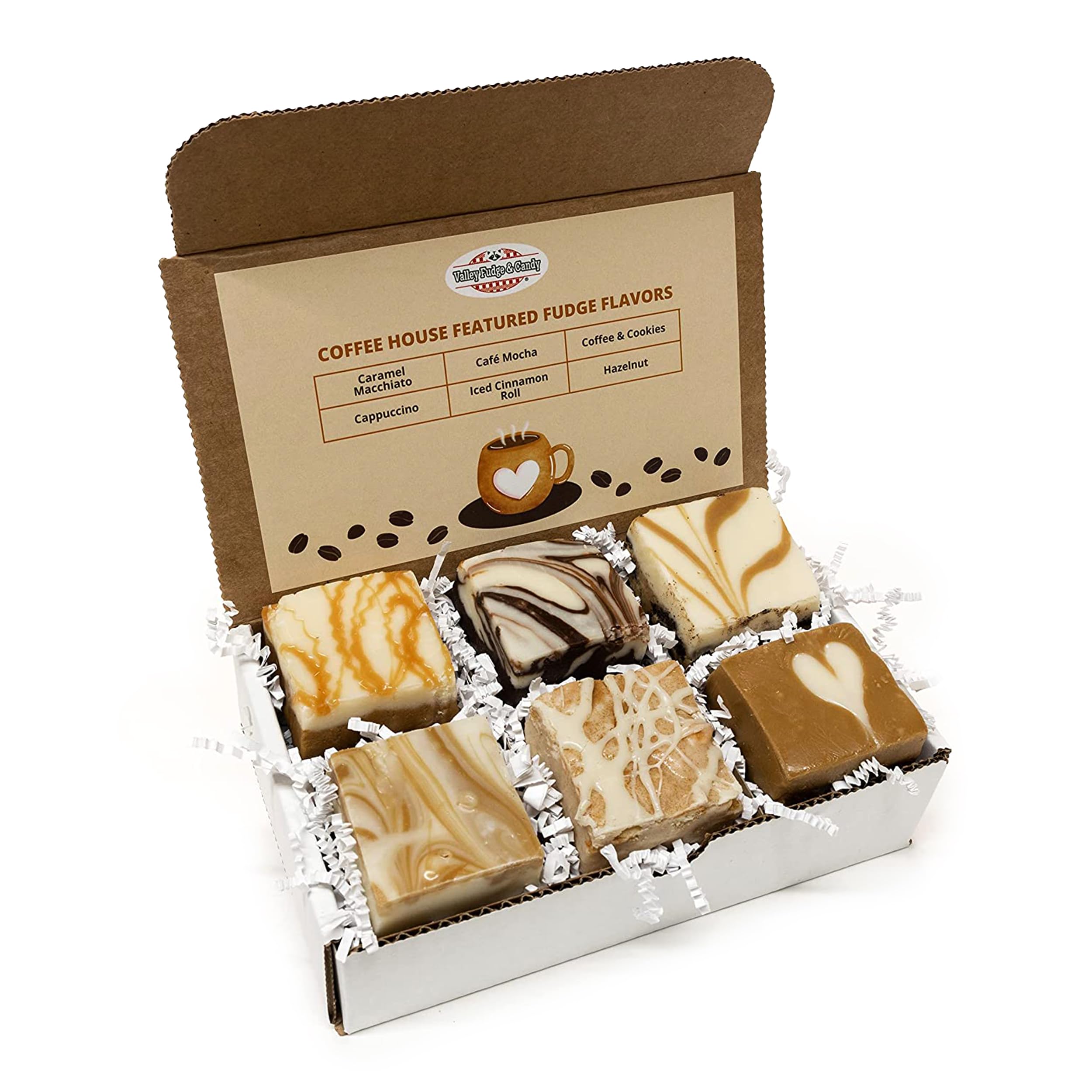 Valley Fudge, Coffee House, Fresh Artisan Fudge, Real Butter, Bulk Gourmet Candy, Individually Wrapped, Birthday, Thank You, Housewarming Gift, 4 oz, 6 Pieces, One and a Half Pounds