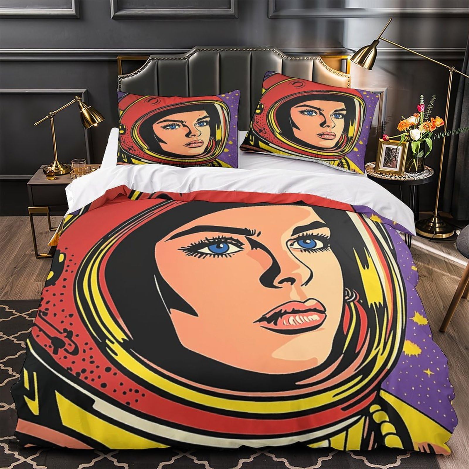 Housse de couette astronaute 3D 260x220 parure lit microfibre ado