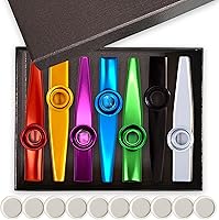 Vista 1 de Kazoos Aleación de aluminio con 10 flautas de membrana, diafragma, guitarra, boca, instrumentos musicales Kazoos, buen regalo, 17 piezas en elegante