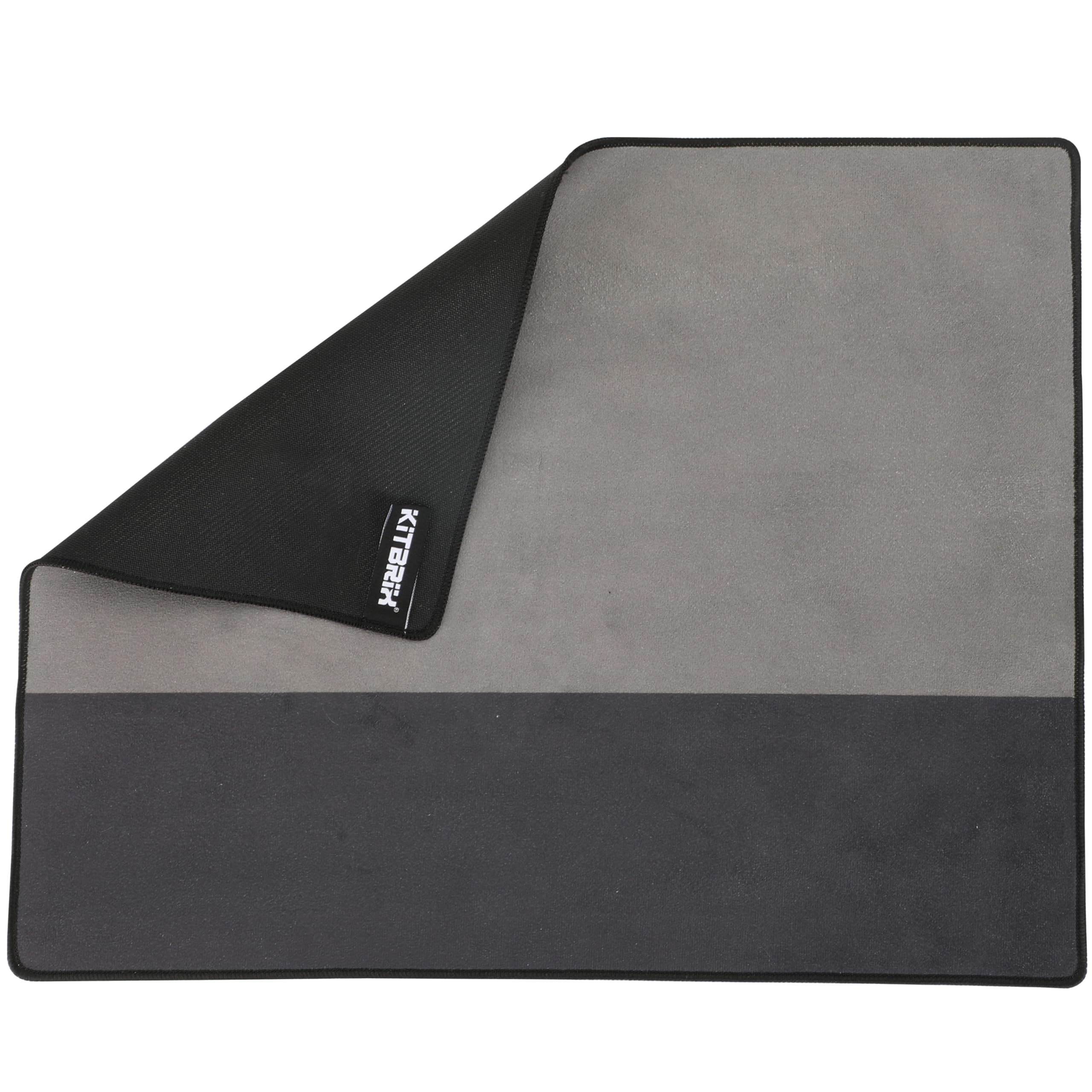 KITBRIX Outdoor Changing & Sitting Mat - Soft Microfibre with Waterproof Rubber Base - Foldable Wild Swimming Changing Mat for Wetsuit, Surf, Triathlon Transition, Cold Water Swimming - Grey/Black