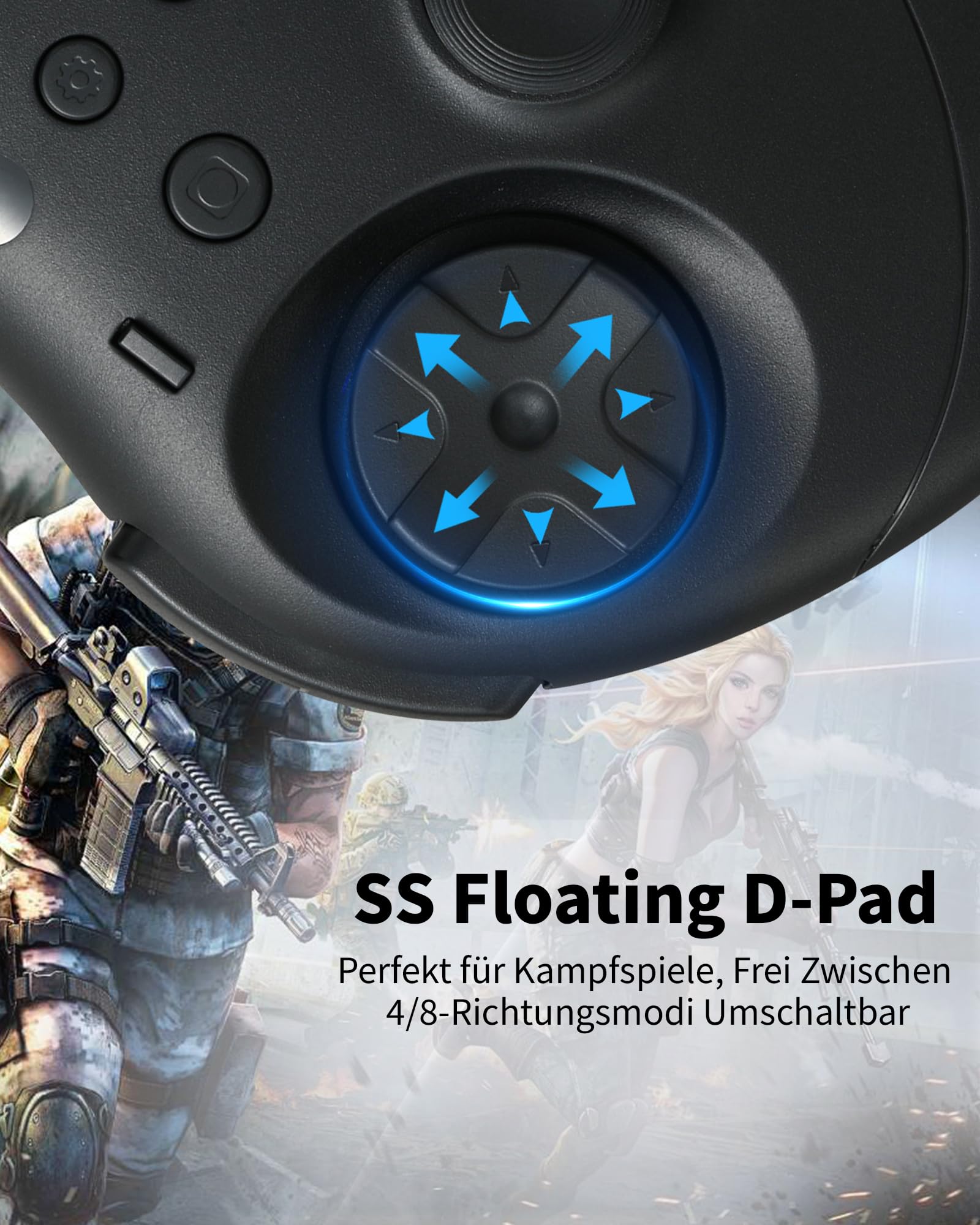 GuliKit Elves 2 Pro Wireless Controller für Switch, PC, Android, iOS, Hall Effect Joysticks, 1000Hz, Schwarz
