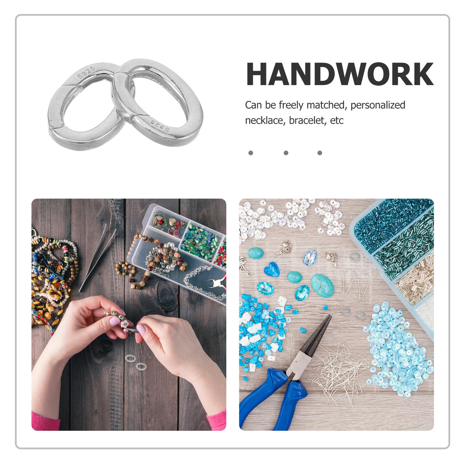 2 Piezas Cierres de Resorte Ovalados para Joyería, Conectores Metálicos 10Mm X 13Mm, Pack de 2 Unidades, Accesorios para Fabricación de Collares y Pulseras, Cierre Conector Seguro