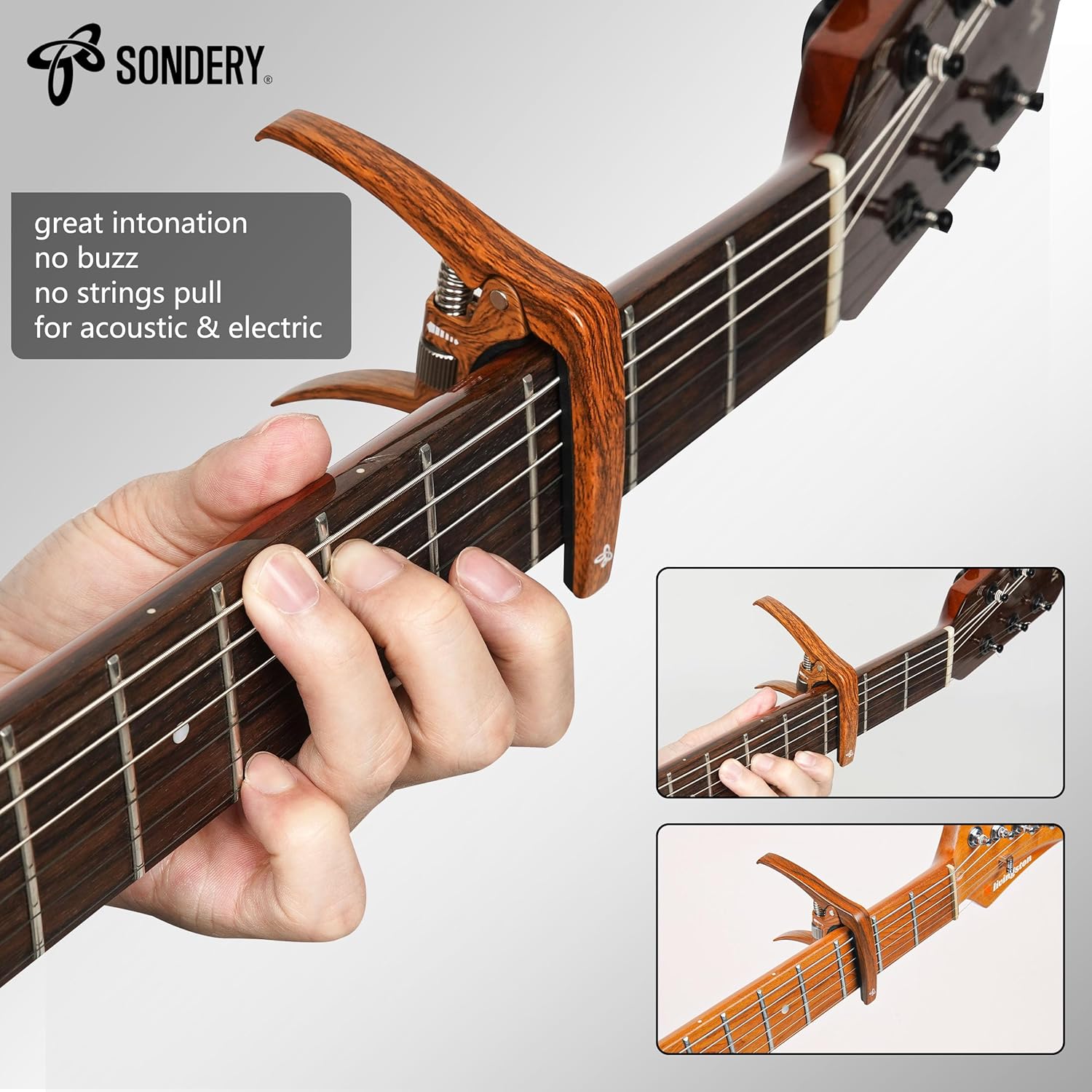Precision Guitar Accessory Bundle: Rechargeable Clip-On Tuner and Adjustable Capo