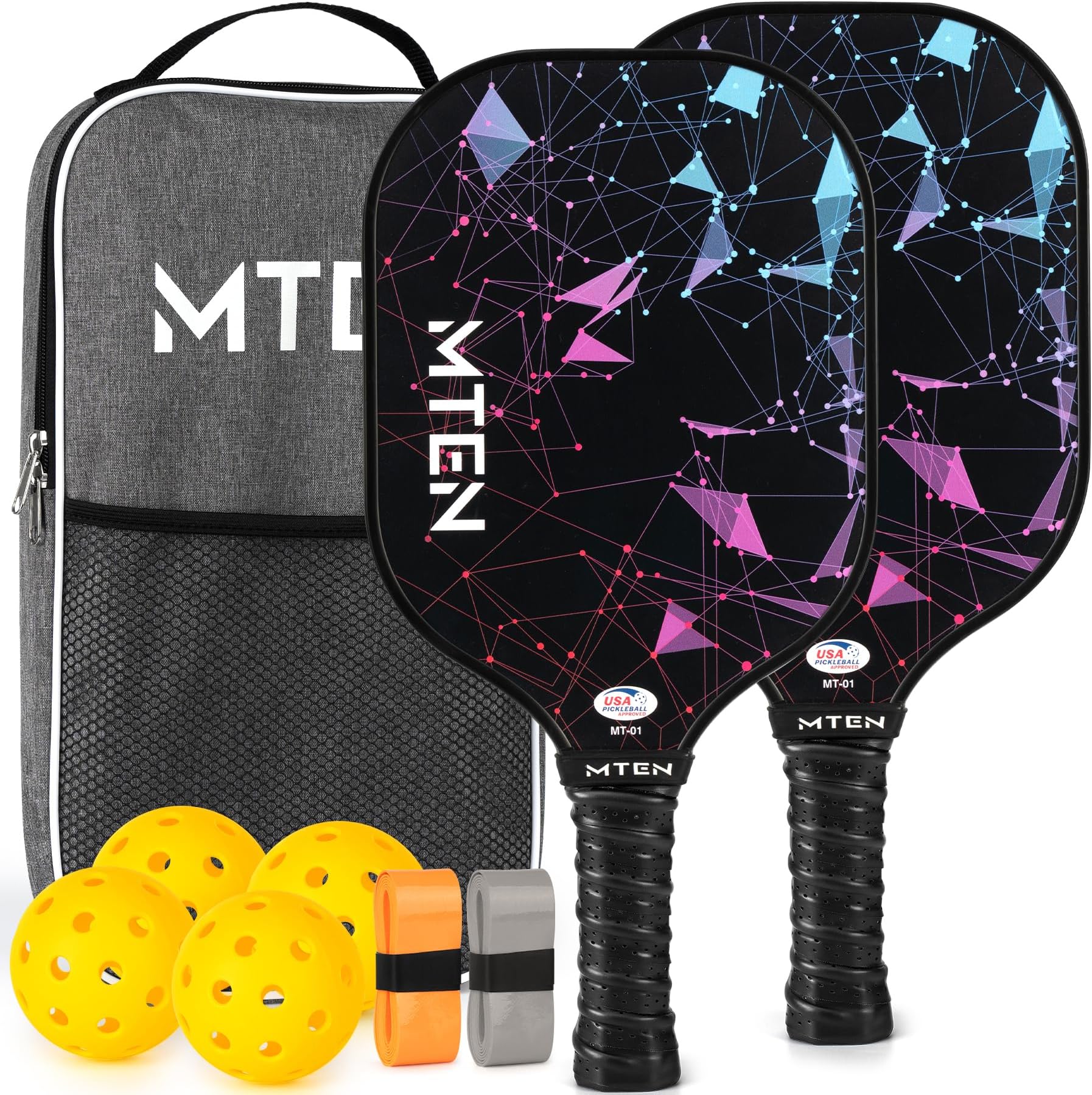 Pickleball Paddles, USAPA Approved Fiberglass Surface Pickleball Set with 2 Pickleball Rackets,4 Pickleball Balls,1 Portable Carry Bag,Pickle Ball Paddle Set ​for Men Women
