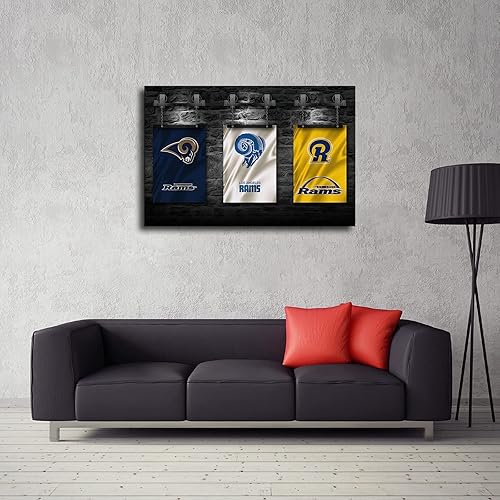 Vista 5 de Póster de fútbol americano de Los Angeles City Rams en lienzo impreso para decoración de pared, arte de sala de estar, póster para dormitorio, sala