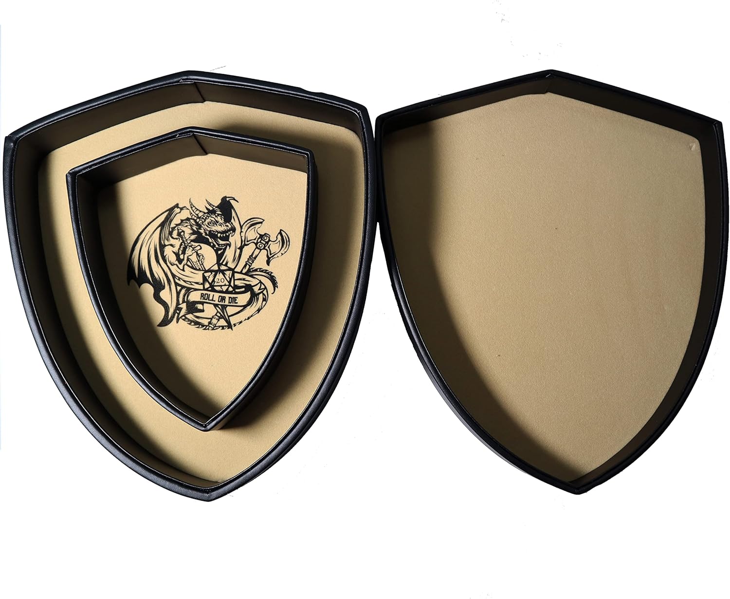 Fantasydice Shield Dice Tray Chromatic Fire Dragon with Lid and Dice Staging Area- Holds 6 Sets(7 Dice Set/Standard) for All Tabletop Games