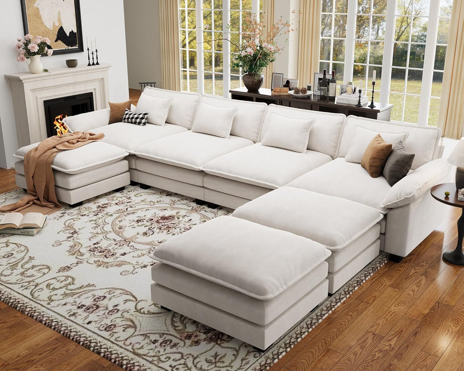 CDCASA 154″ Oversized Modular Sectional Sofa, Comfy U-Shaped