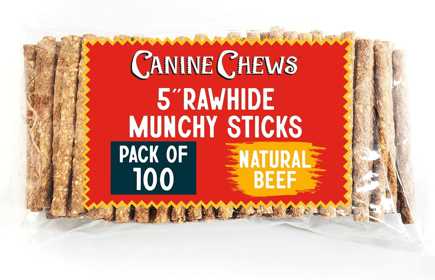 Canine Chews 5" Munchy Rawhide Sticks for Small Dog Treat