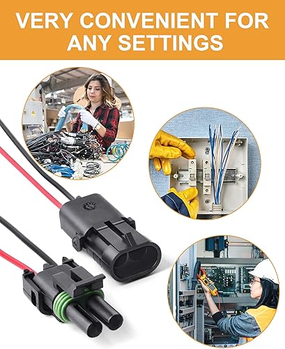 Vista 11 de VIGRUE Juego de 20 conectores de 1/2/3/4/6 pines, kit de conectores impermeables para cables eléctricos automotrices