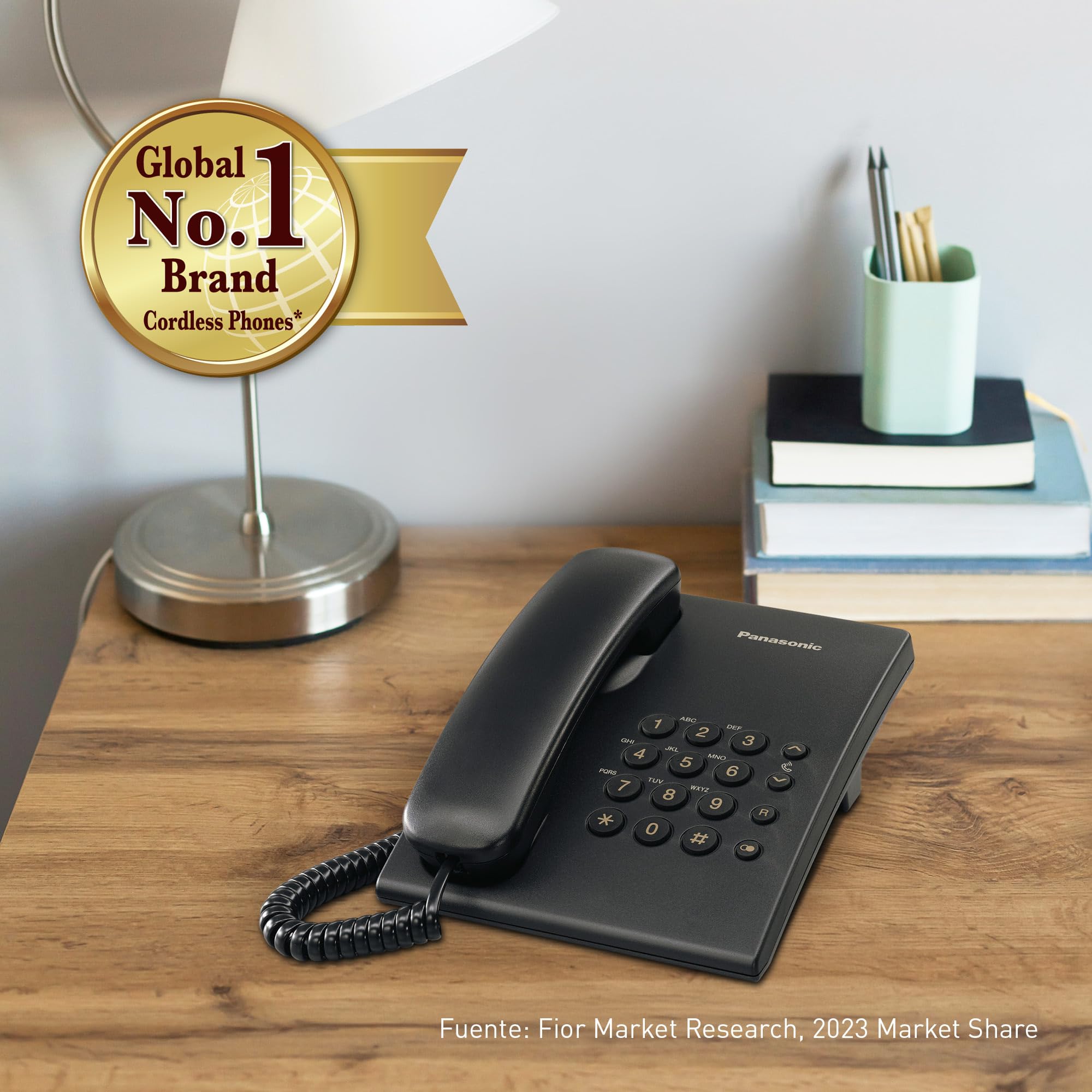Panasonic KX TS500EXB - Teléfono Fijo con Cable para Hogar u Oficina, Montaje en Pared o Escritorio, Control de Volumen, Repetición de Número, Color Negro — view 7