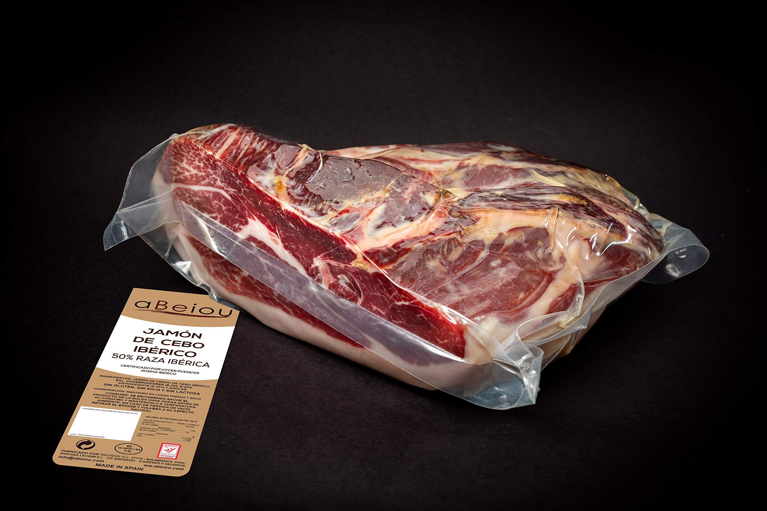 Prosciutto Iberico Crudo Disossato 2,4 kg — Stagionatura +30 Mesi — Cert. Hycer — Guijuelo Spagnolo — Jamón Ibérico — aBeiou