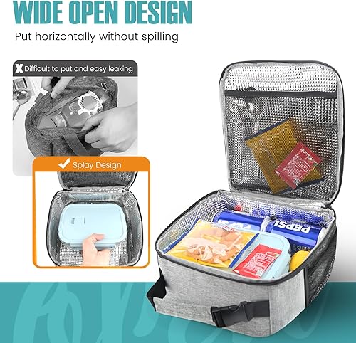 Miniatura 3 de Lonchera para hombres y mujeres, lonchera reutilizable para adultos, pequeña lonchera aislada, bolsa de almuerzo para oficina, trabajo, picnic,