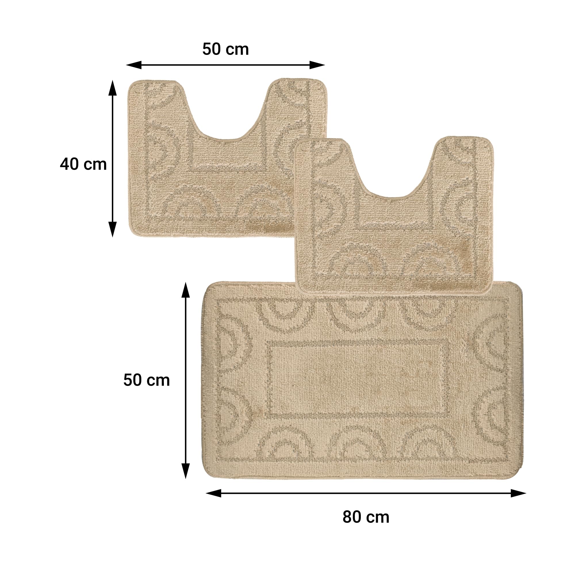Comart - Juego Alfombras Baño Nicole - 3 Piezas - Beige