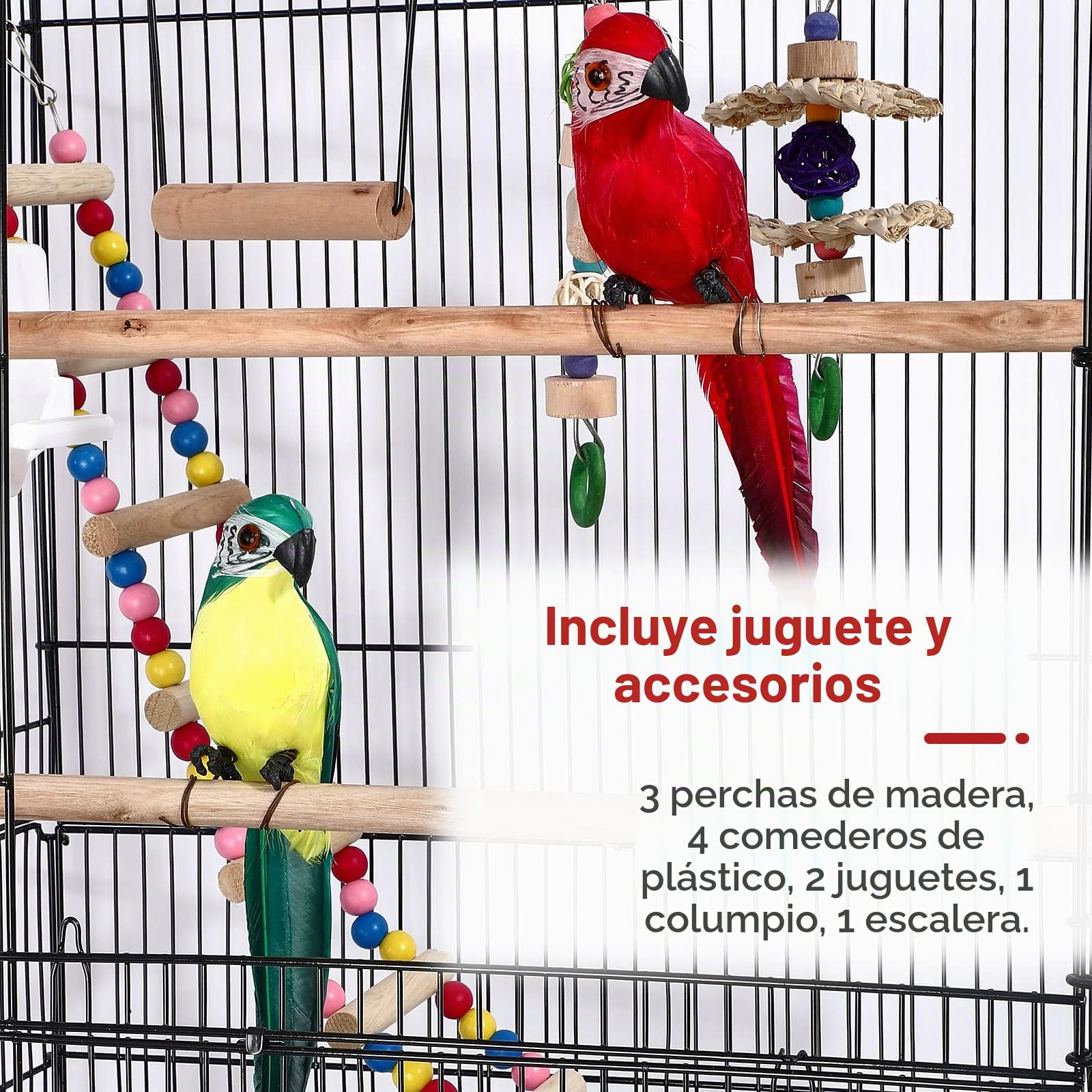 UISEBRT Jaula para pájaros con juguete de jaula - Gran aviario para pájaros, casa de aves de metal, jaula para pájaros para pinzones, canarios, periquitos, negro (Tipo A, 46 x 35.5 x 99 cm)