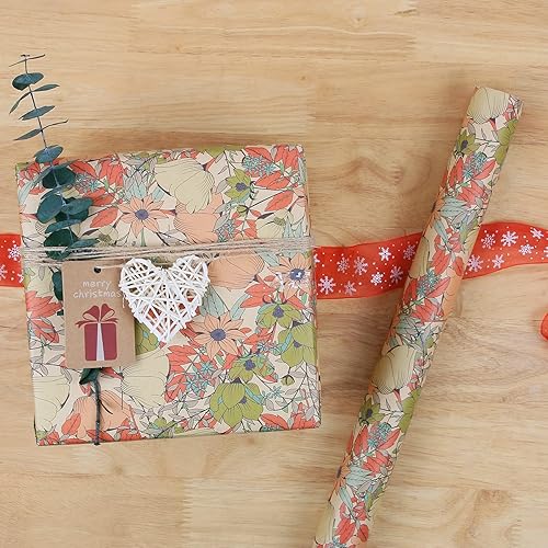 Vista 17 de Aimyoo Rollo de papel de estraza floral, papel de regalo de flores vintage para todas las ocasiones, para bodas, cumpleaños, despedidas de soltera