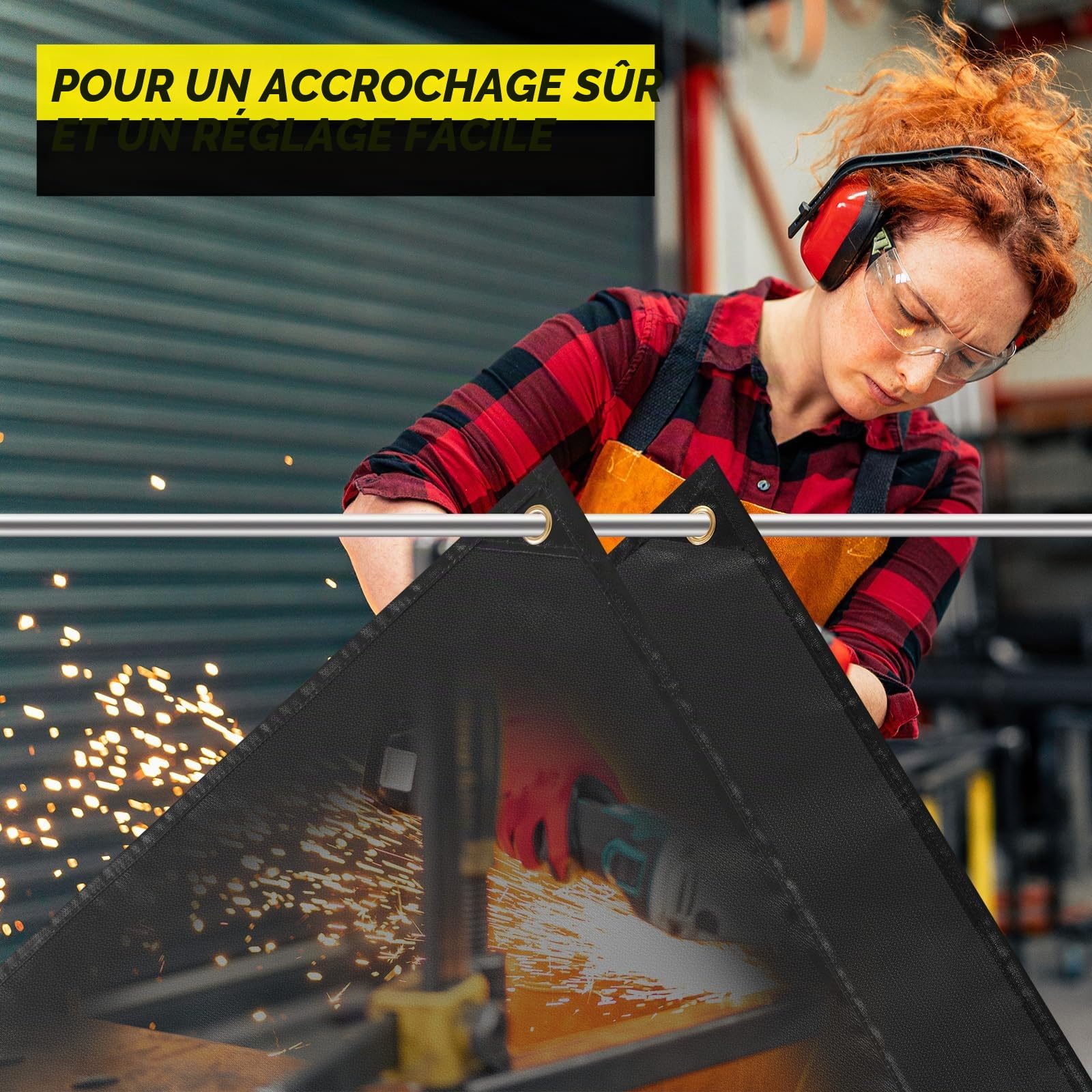 Couverture de Soudage Robuste, 1,2 x 1,8 m, Couverture anti feu en fibre de verre revêtue de silicone, Conçue pour une utilisation domestique et extérieure pour la soudure professionnelle et robuste