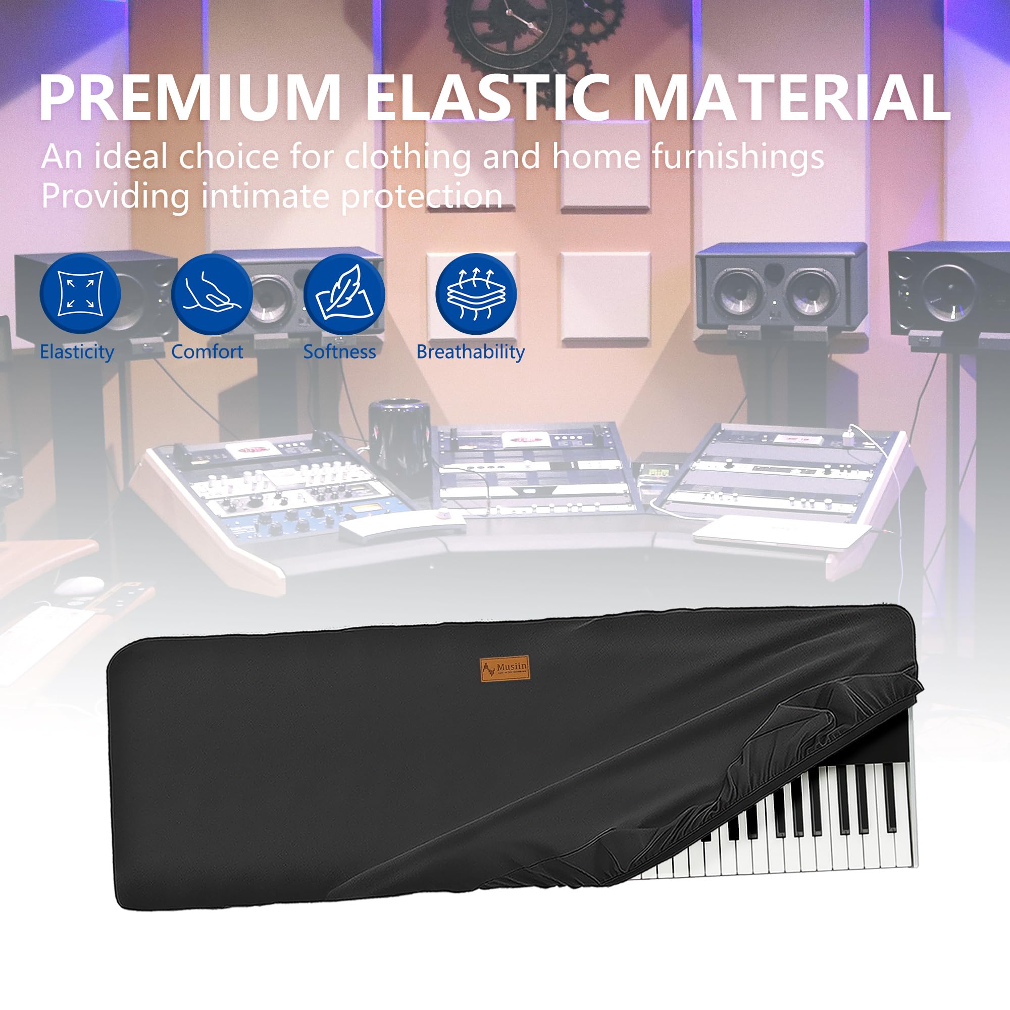 Musiin Housse de protection anti-poussière pour clavier de piano 76 touches, compatible avec KORG Pa4X ORIENTAL 76, Pa4X 76, Pa5X 76, Roland V-STAGE 76, Chinlon, toucher soyeux et design sur mesure