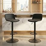 Kidol & Shellder White Bar Stools Set of 2 Adjustable Swivel Counter Height Stools with Back Modern Armless Faux Leather Padded Bar Chairs for Breakfast Kitchen Island