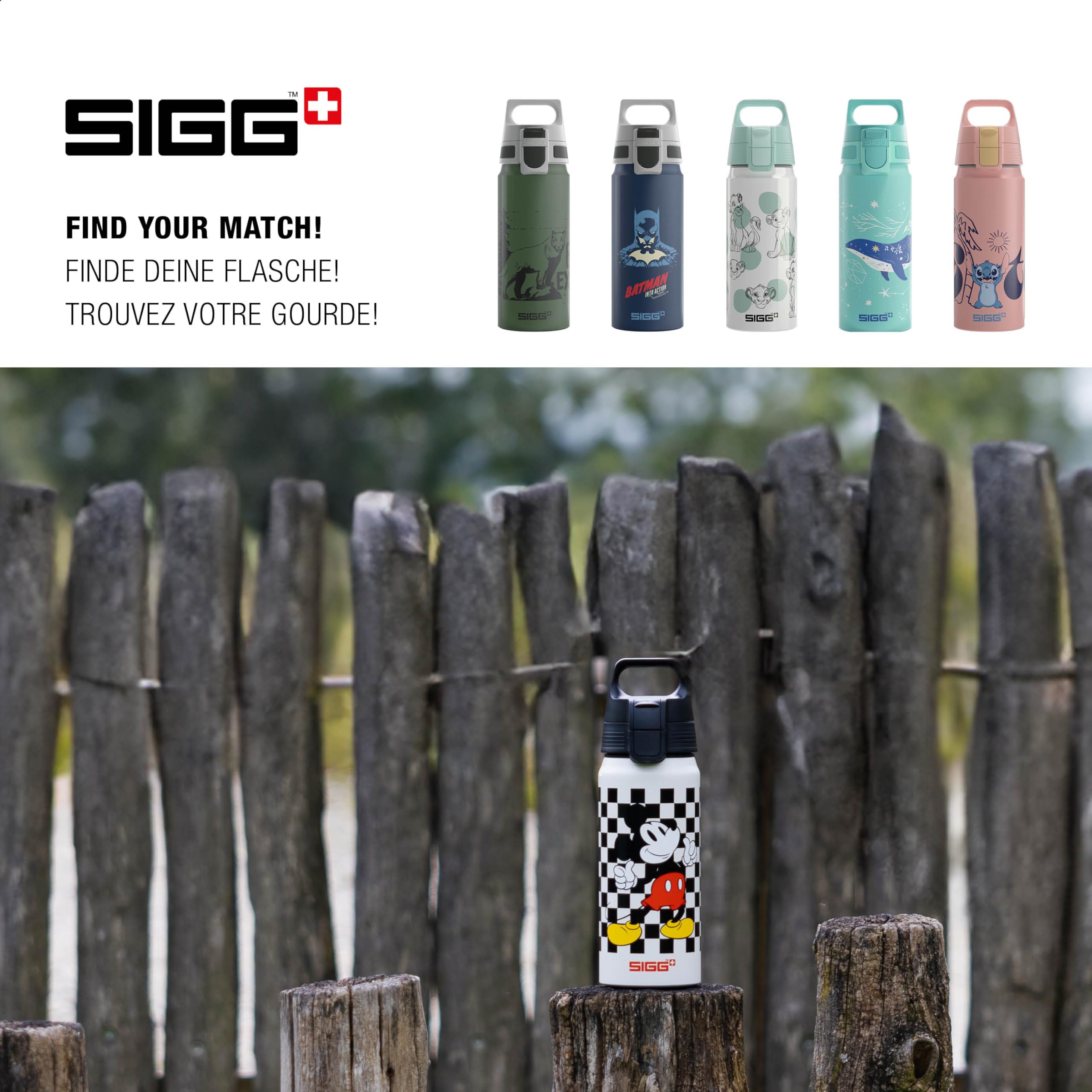 SIGG - WMB One Mickey Retro alüminyum içecek şişesi, gazlı içecekler için uygundur, sızdırmaz, tüy kadar hafif, BPA içermez, iklime zarar vermez, ekrü sertifikalı, 0,6 l