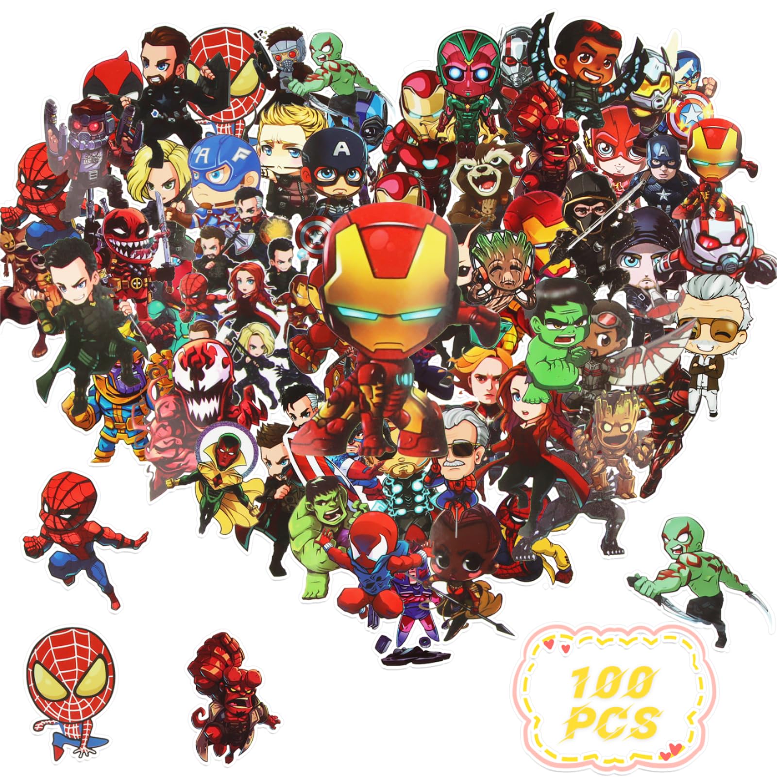 Pegatinas Superheroes,100 Pcs Pegatinas Infantiles, Pegatinas Impermeables, Pegatinas Bicicleta Chico para Ordenador Portátil, Monopatín, Equipaje, Bicicleta