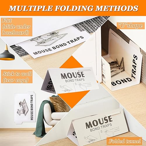 Miniatura 4 de Qualirey Paquete de 150 trampas para ratones, ratas, roedores, serpientes, insectos, ratones, almohadillas adhesivas para interiores, a granel,