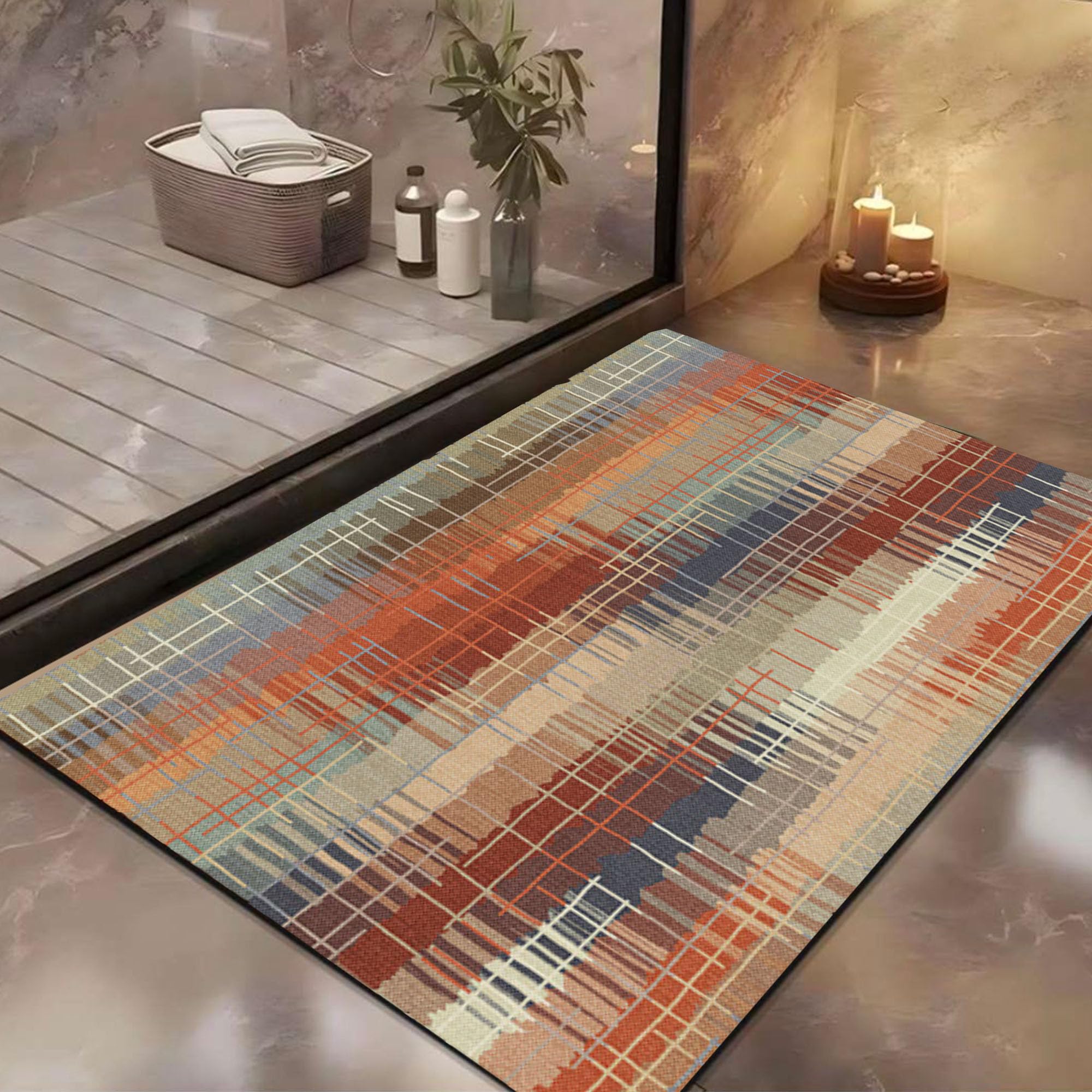 Yellow Weaves 1 Pc Anti Slip Water Soaking Floor Mat, Water Absorbent Non Slip Bath Mat, Quick Dry Mat for Bathroom, Door Mat for Home, Kitchen, Office, Kitchen (Rustic Weave)