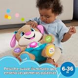 Fisher-Price Laugh & Learn - Juguete de aprendizaje para bebé, Smart Stages Sis con falda verde azulado y lazos, felpa con luces música y contenido educativo para mayores de 6 meses