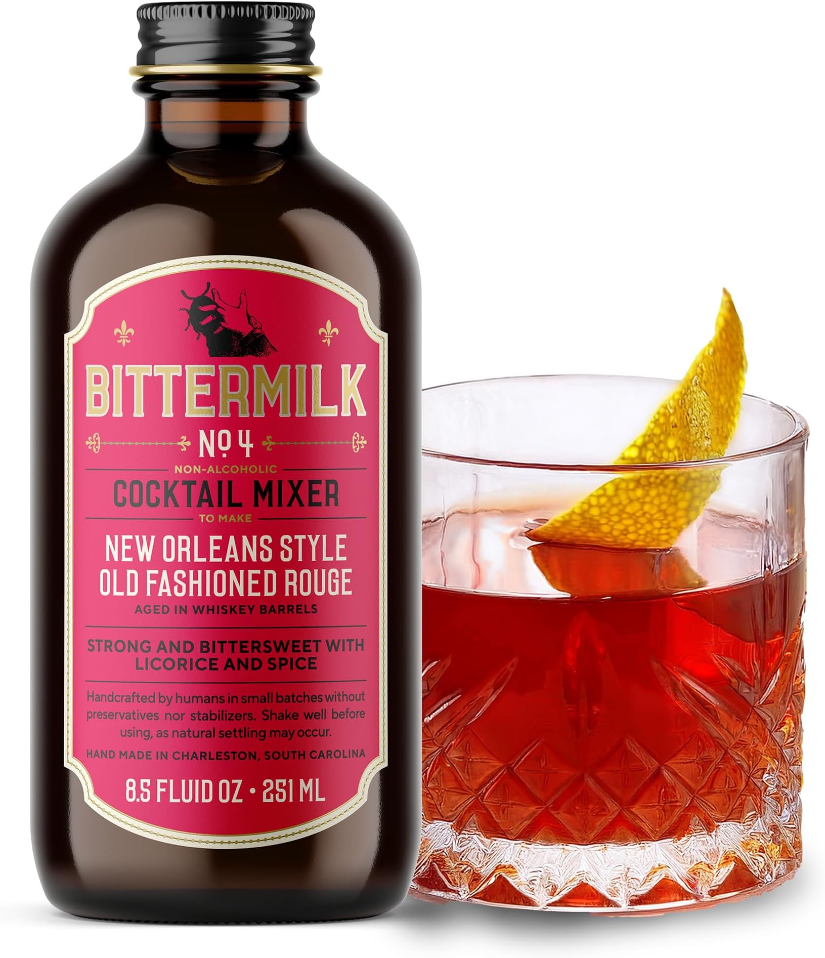 No.4 New Orleans Style Old Fashioned Rouge – Old Fashioned Mix - All Natural Handcrafted Cocktail Mixer – Makes 17 Cocktails
