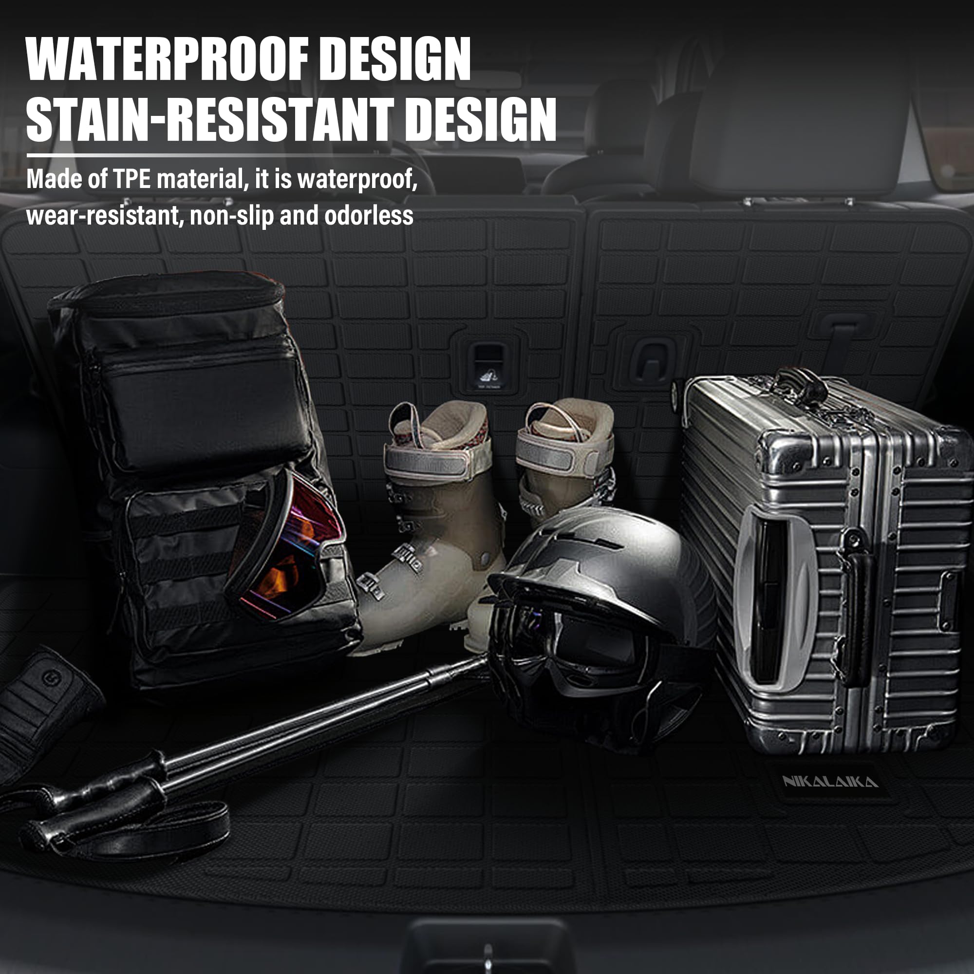 NIKALAIKA Floor Mats Trunk Mat with Backrest Mat for Honda Pilot 2023 2024 2025 2026 All Weather Protection — view 7